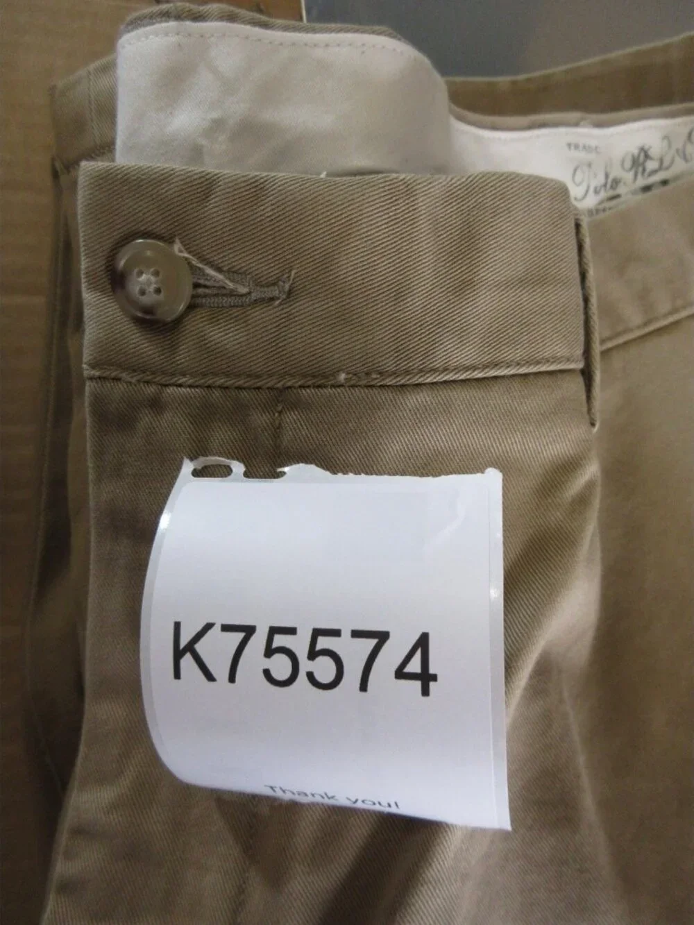 Polo Ralph Lauren Pants 44X32 Khaki Chino Classic Fit Trousers Canvas